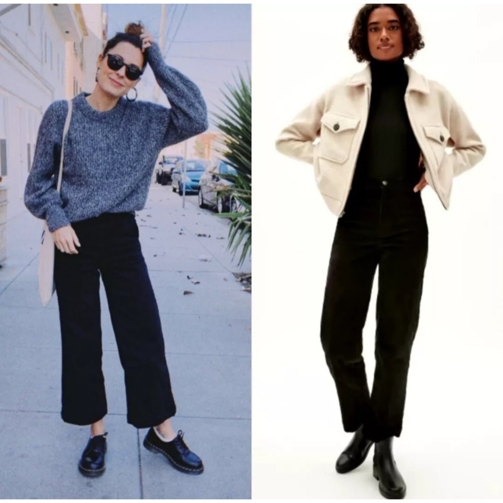 Everlane The Corduroy wide leg pants size 6 Black New